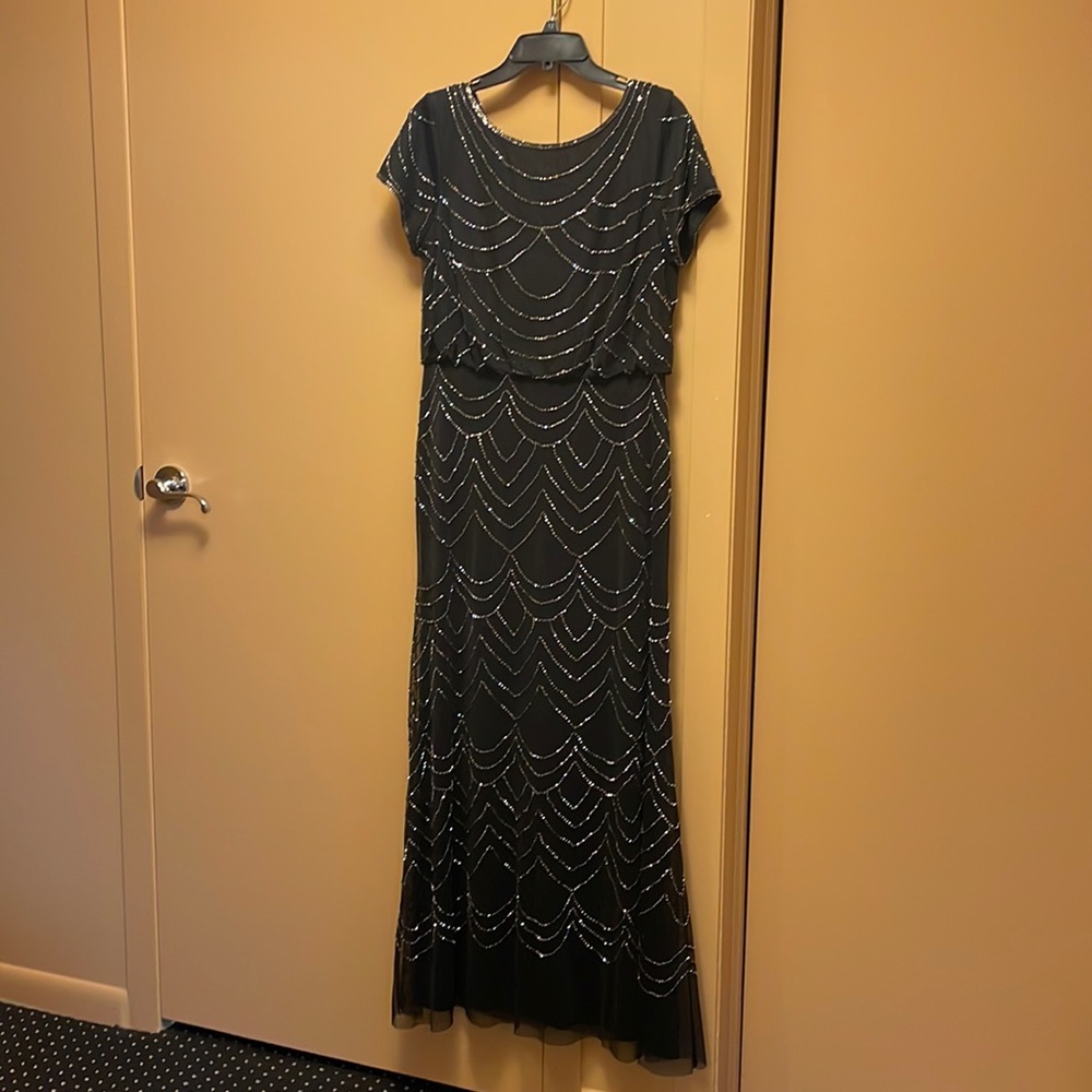 Beautiful Adrianna Pappel, black beaded dress US size 10